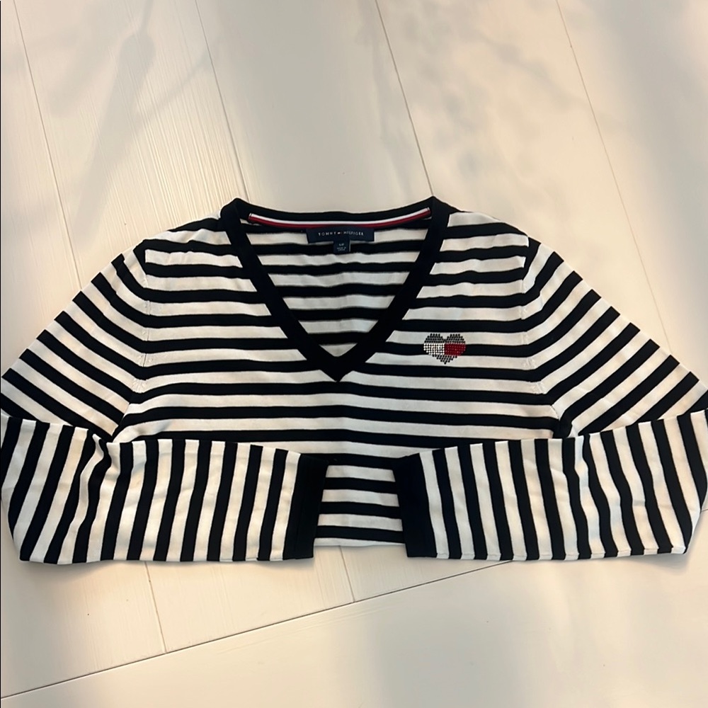 Tommy Hilfiger Striped V-Neck Sweater